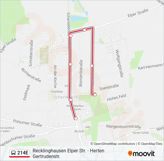 214E Bus Line Map