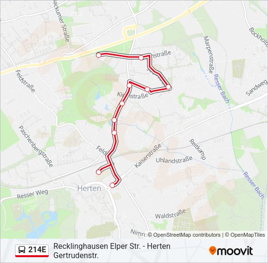 214E Bus Line Map