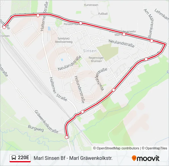 220E Bus Line Map