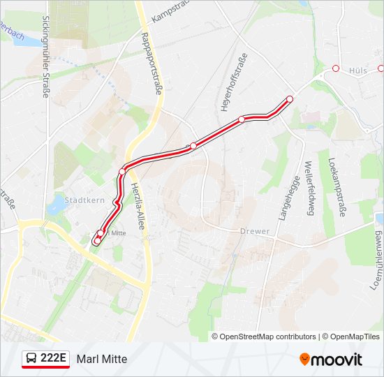 222E Bus Line Map