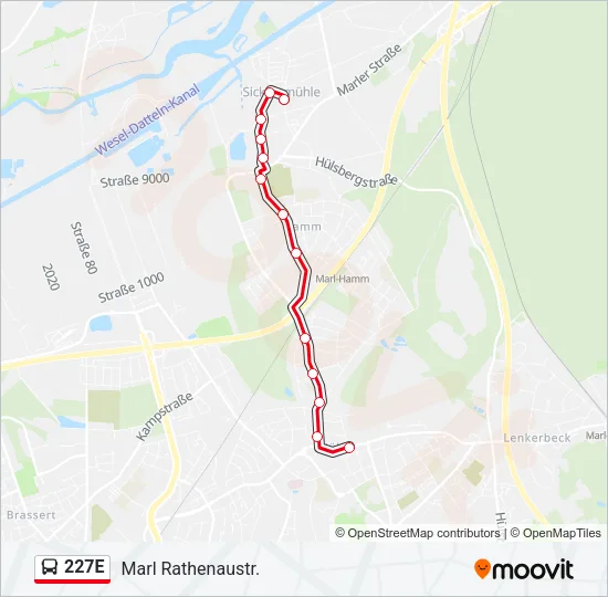 227E Bus Line Map