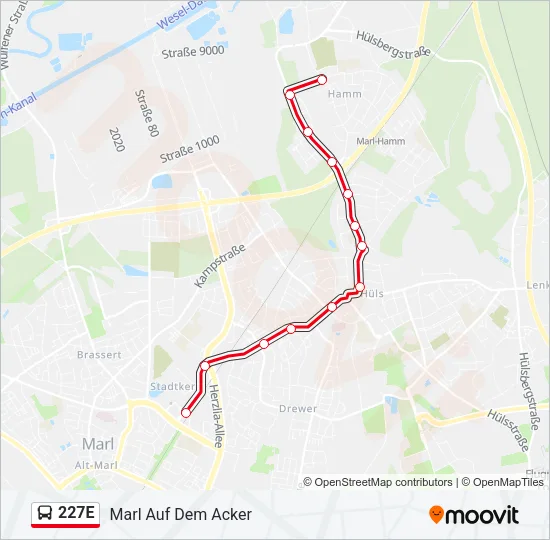 227E Bus Line Map