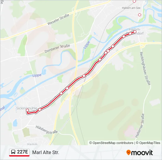 227E Bus Line Map