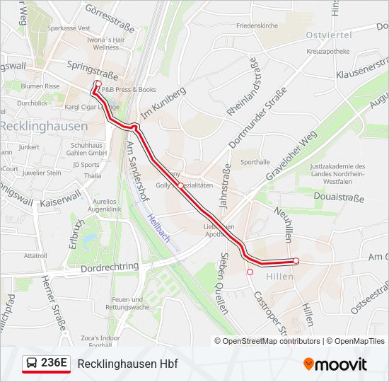 236E Bus Line Map