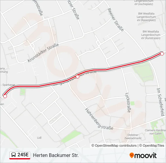 245E Bus Line Map