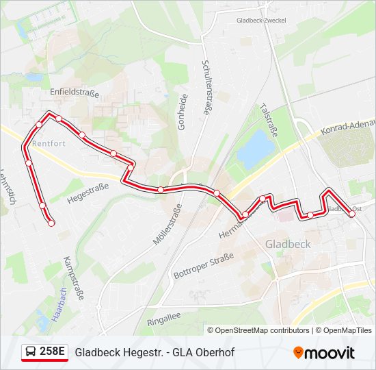 258E Bus Line Map
