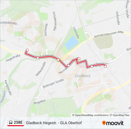 258E Bus Line Map