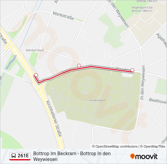 261E Bus Line Map