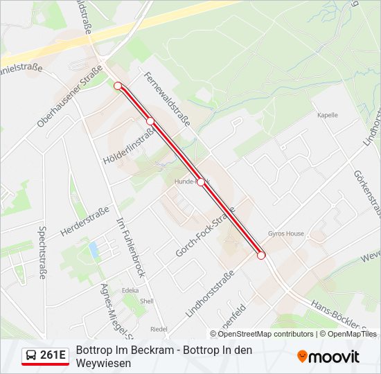 261E Bus Line Map