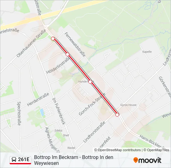 261E Bus Line Map