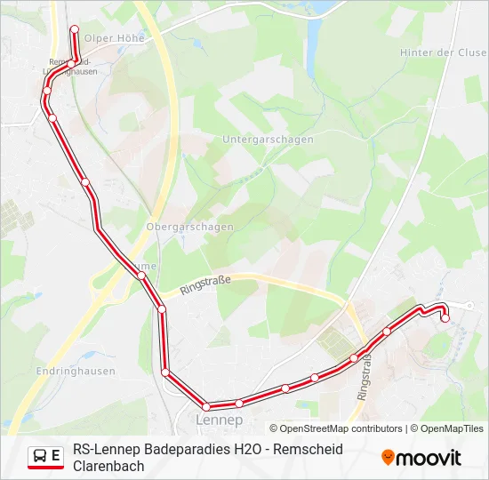 Автобус E: карта маршрута