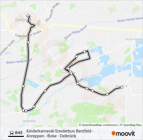 R45 Bus Line Map