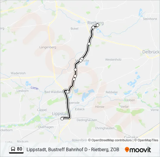 80 Bus Line Map