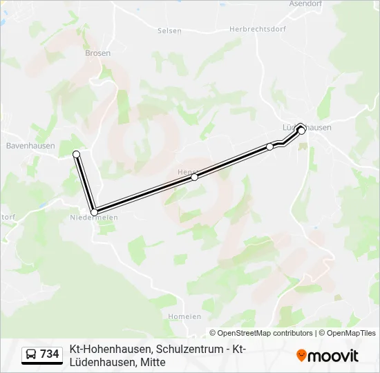 734 Bus Line Map