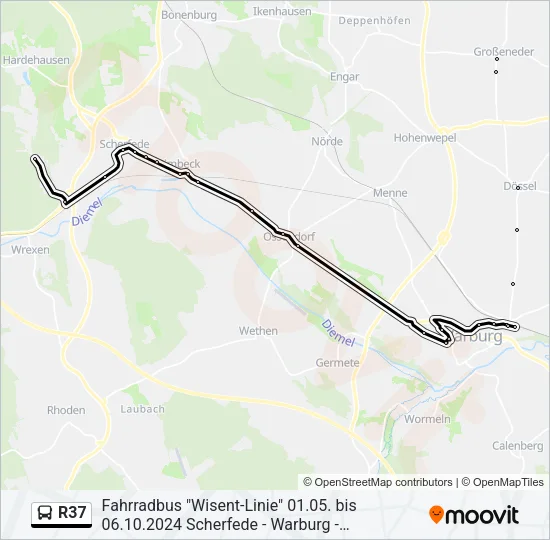 R37 Bus Line Map