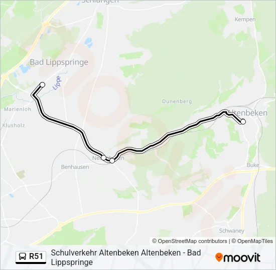 R51 Bus Line Map