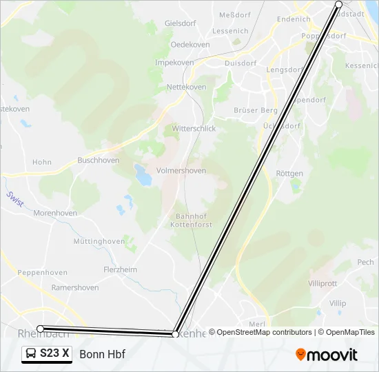 S23 X Bus Line Map