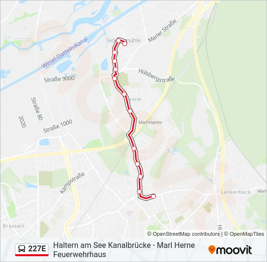 227E Bus Line Map