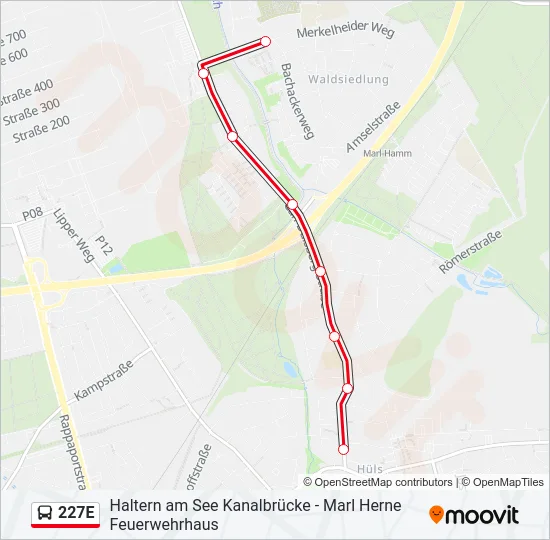 227E Bus Line Map