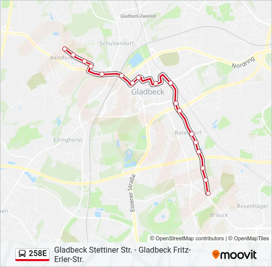 258E Bus Line Map
