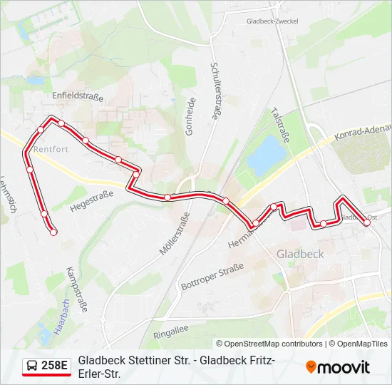 258E Bus Line Map