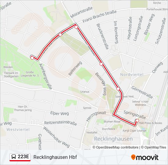 223E Bus Line Map