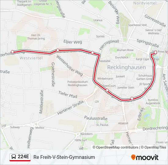 224E Bus Line Map