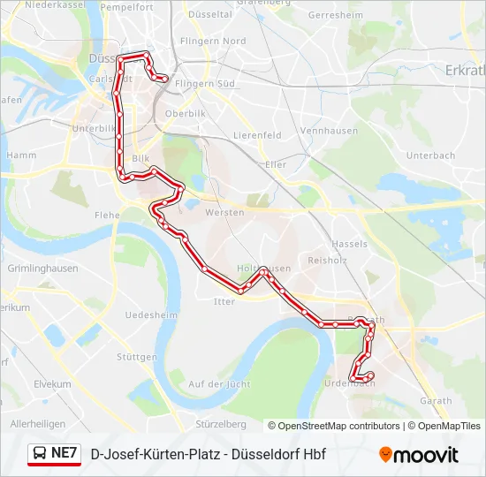 NE7 Bus Line Map