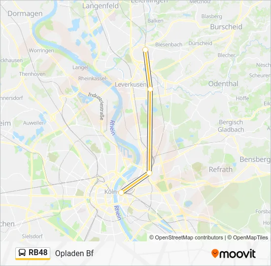 Автобус RB48: карта маршрута