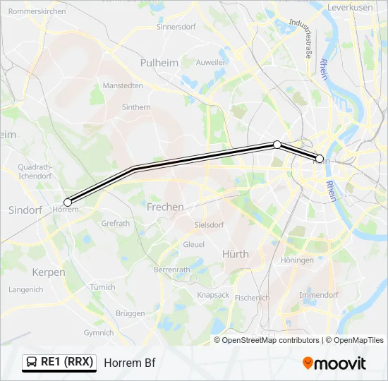 RE1 (RRX) Bus Line Map