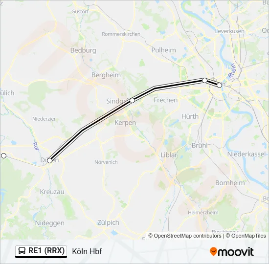 RE1 (RRX) Bus Line Map