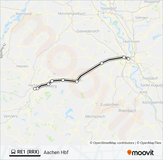 RE1 (RRX) Bus Line Map