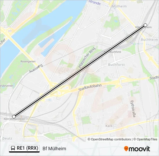RE1 (RRX) Bus Line Map