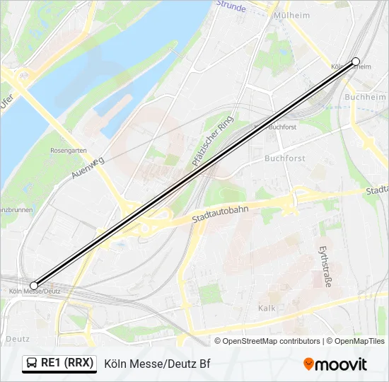 RE1 (RRX) Bus Line Map