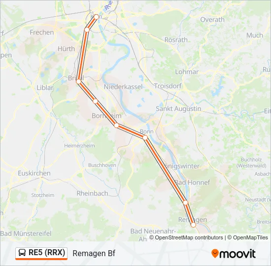 RE5 (RRX) Bus Line Map