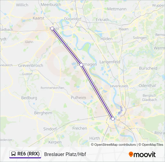 Автобус RE6 (RRX): карта маршрута