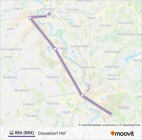 Автобус RE6 (RRX): карта маршрута