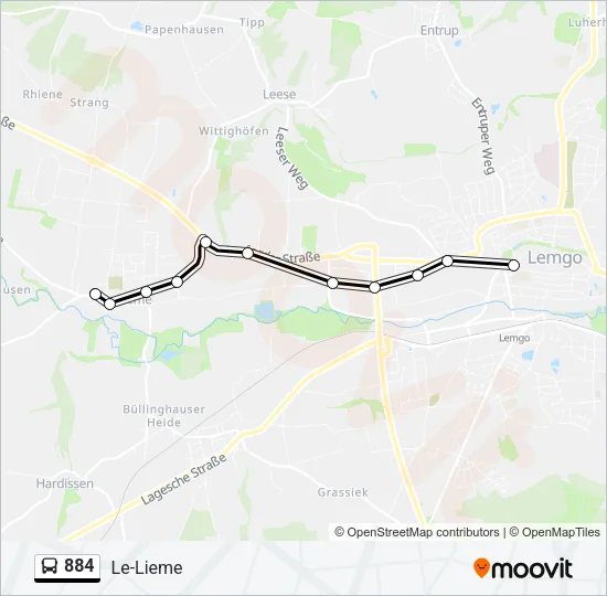 884 Bus Line Map