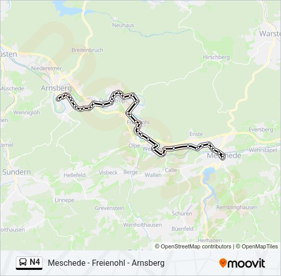 Автобус N4: карта маршрута