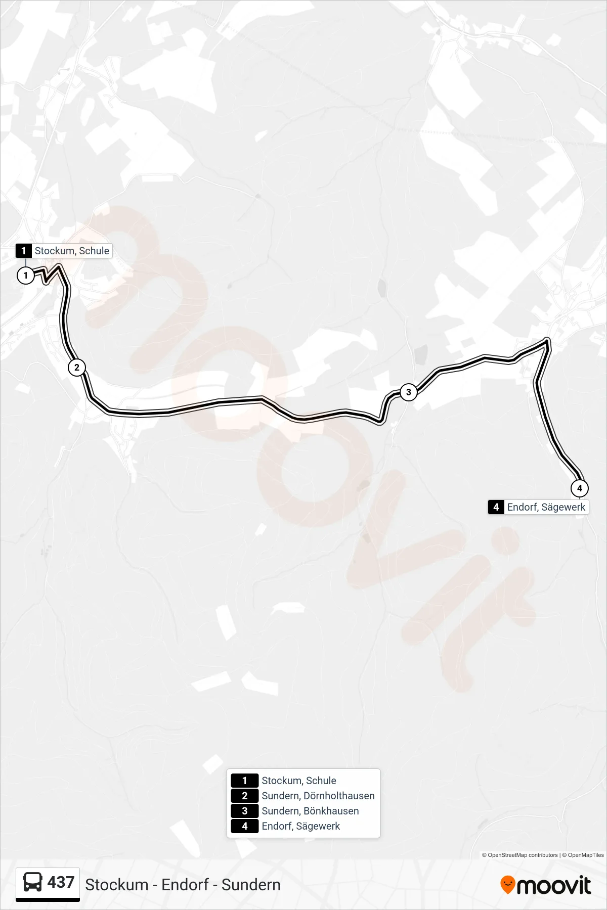 Linie 437 (Bus) Richtung Endorf, Sägewerk: Route und Haltestellen auf der Karte
