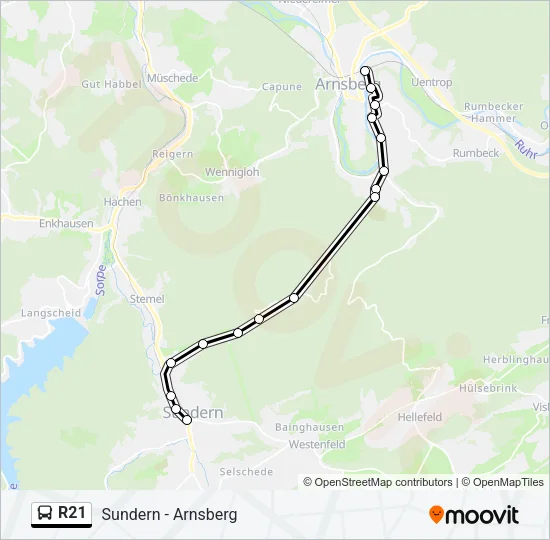 R21 Bus Line Map
