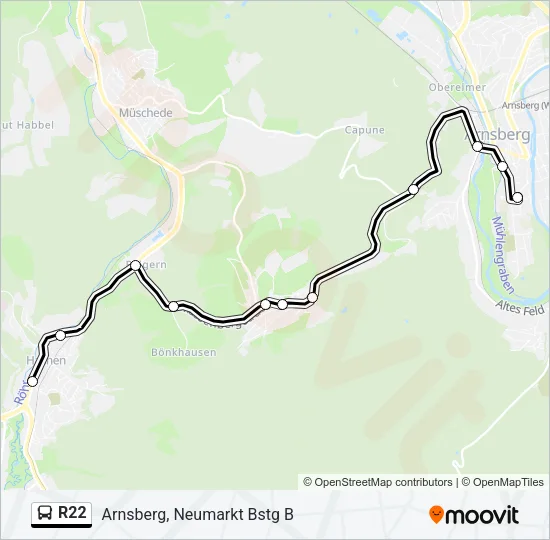R22 Bus Line Map