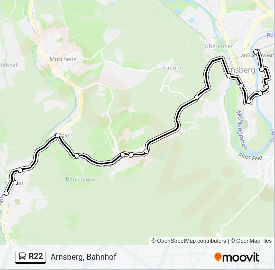 R22 Bus Line Map