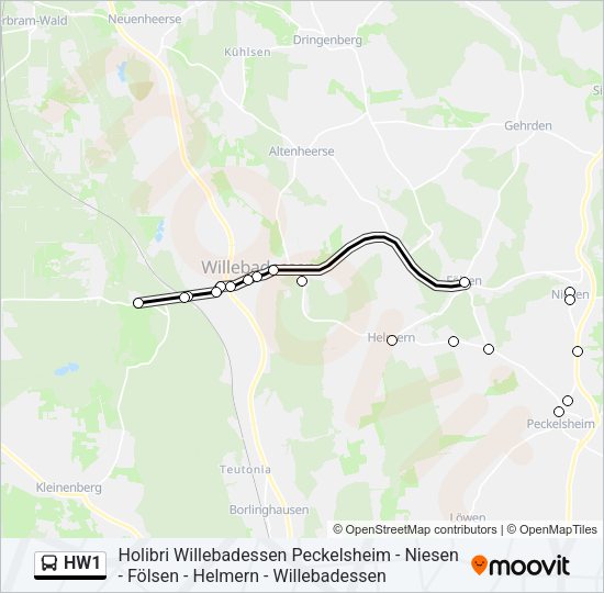 Автобус HW1: карта маршрута