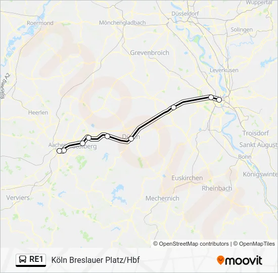Автобус RE1: карта маршрута