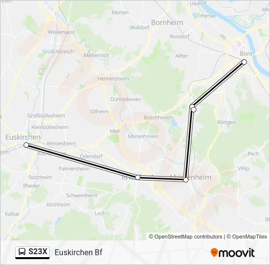 Автобус S23X: карта маршрута