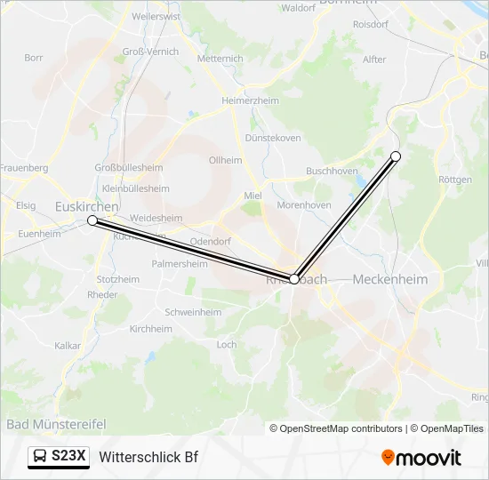 Автобус S23X: карта маршрута