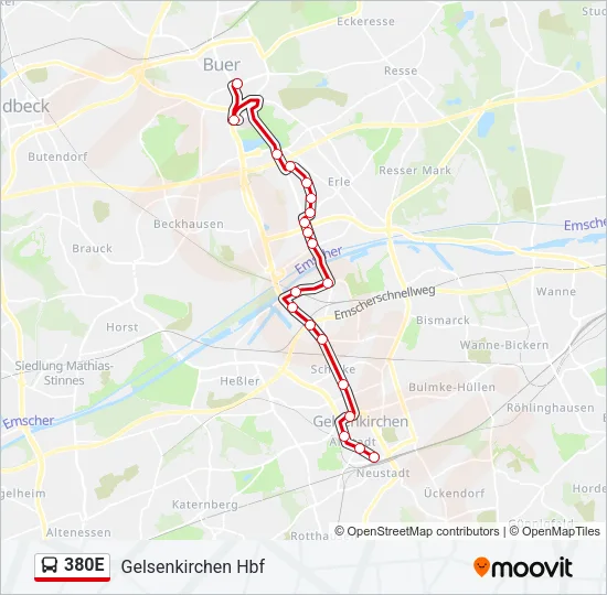 380E Bus Line Map
