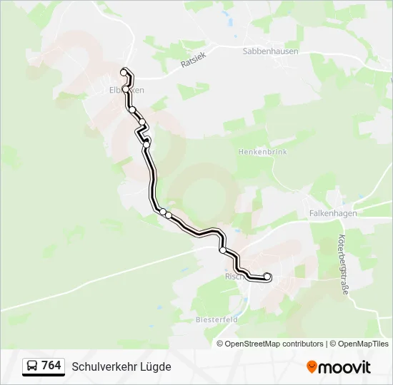 764 Bus Line Map