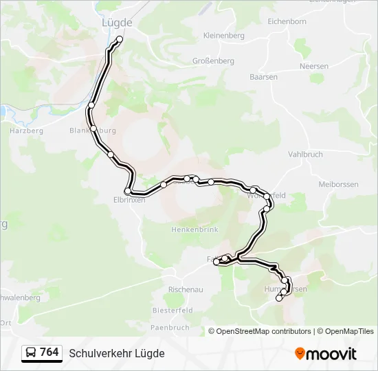 764 Bus Line Map
